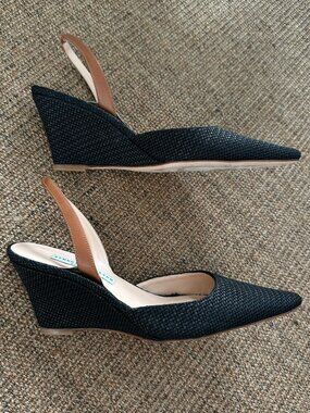 Stubbs & Wootton Corsini Raffia Heels – Black